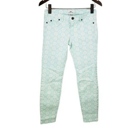 Vineyard Vines Jeans Blue Sea Print Round Medallion Women's Size 0 - Picture 1 of 8